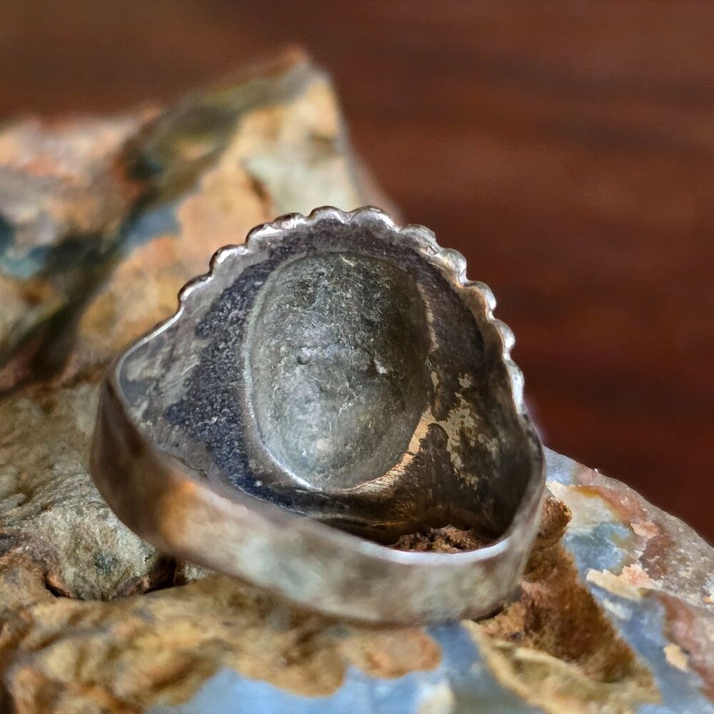 Vintage Sterling Silver Cast Native American Chief Ring Size 9 Head Dress - Picture 5 of 7